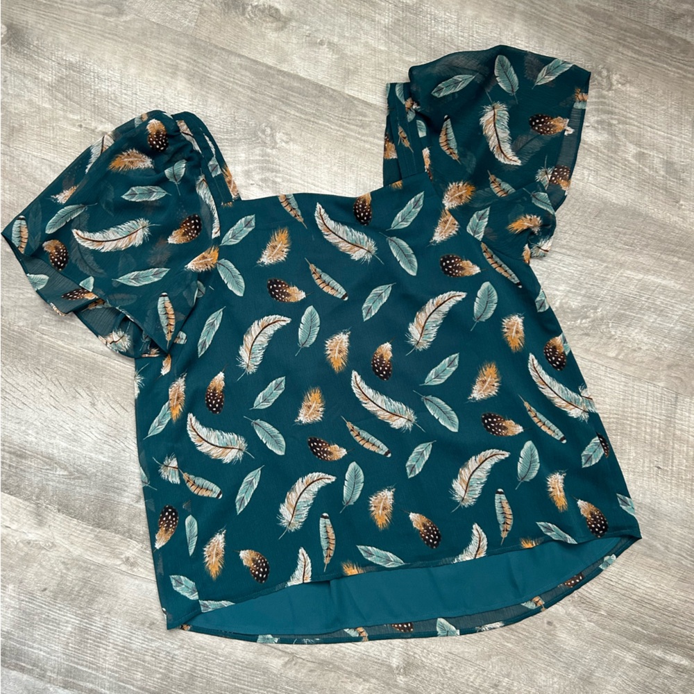 Feather Print Blouse | LOFT - Picture 7 of 7